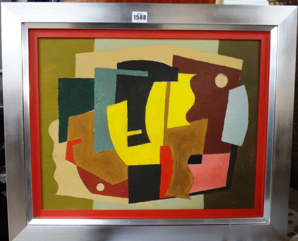 Ronald Bechall (20th century) Abstract, oil on canvasboard, inscribed on reverse, 38cm x 25cm.DDSProvenance: Ashcombe House, property of Madonna and G