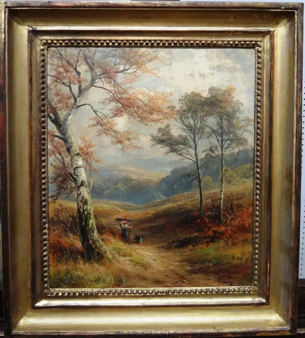 George Turner (1843-1910), In the woods near Lea Hurst, Derbyshire, oil on panel, signed, 34cm x 29cm.