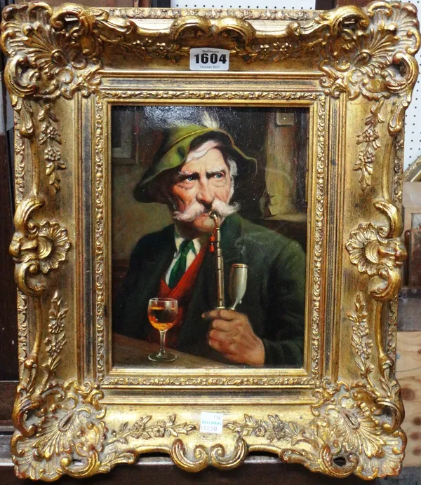 Gruntzman (early 20th century), Pipe smoker; Wine drinker, a pair, oil on board, both signed, each 22cm x 27cm, (2).