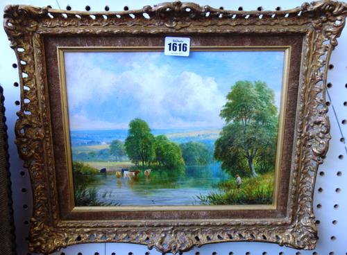 Follower of George Turner, The Valley of the Trent, oil on board, bears a signature, inscribed with title on reverse, 22cm x 28cm.