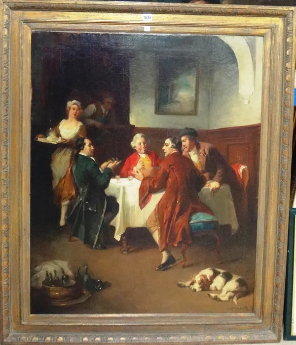 Mozart Rottman (1874-1945), Tavern scene, oil on canvas, signed, 99cm x 81cm.