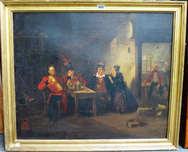 Italian School (19th century), The enlistment: Tavern scene with soldiers, oil on board, 60.5cm x 73.5cm.