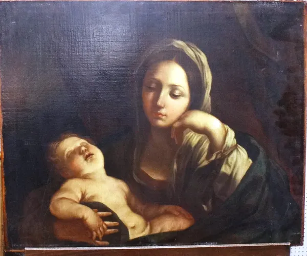 Italian School (18th/19th century), Madonna and child, oil on canvas, unframed, 63cm x 78cm