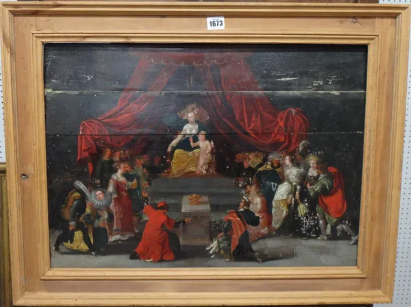 Continental School (17th/18th century), A Presentation to Nobility, oil on panel, 43cm x 60cm.