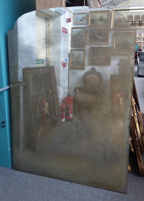 A large distressed arch top mirror plate, 128cm wide x 178cm high.