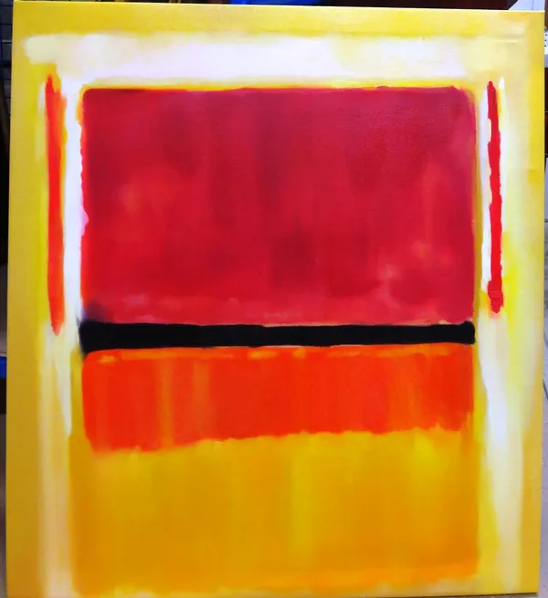Manner of Mark Rothko, Yellow and red, oil on canvas, 100cm x 90cm.    D11