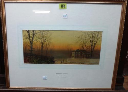 William Pinder (19th/20th century) Early morning Liverpool, oil on card, signed and dated '94, 15.5cm x 35cm,   D11