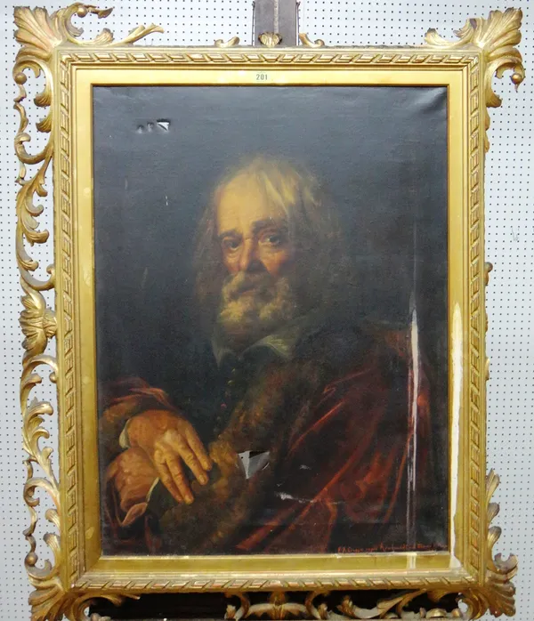 F.A. Chiappa, after Rembrandt, Study of a bearded man, oil on canvas, signed and inscribed,  80cm x 60cm. F10    42