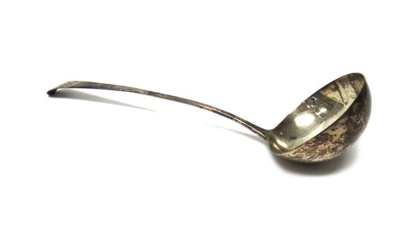 A George III silver Old English pattern soup ladle, London 1784, weight 156 gms.