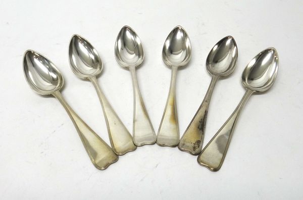 A set of six Dutch tablespoons, in a thread edged design, each engraved with a shield having a crown surmount, combined weight 356 gms.