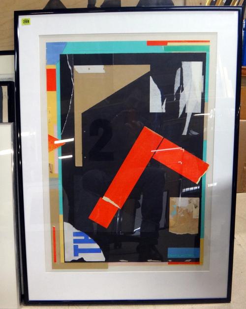 Dan Fern (British 1945- ), Cut paper collage, apparently unsigned, 80 by 55cms and four other prints; Max Bill (German, 1908-1984), Poster, 1974, lith