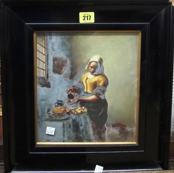 After Vermeer, The milkmaid, oil on canvas, 21.5cm x 22.5cm.   E11
