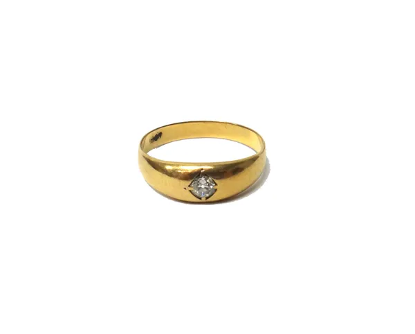 A gold and diamond single stone ring, mounted with a cushion shaped diamond, detailed 18 CT, ring size W, gross weight 4.7 gms.