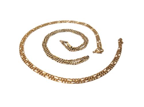 Two 9ct gold figaro link neckchains, one having a boltring clasp, the other having a sprung hook shaped clasp, combined weight 27.3 gms.