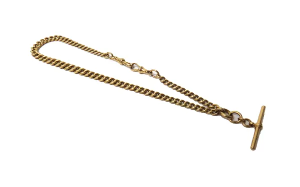 A gentleman's 18ct gold graduated solid curb link watch Albert chain, fitted with an 18ct gold T-bar, an 18ct gold swivel and with an unmarked gold sw