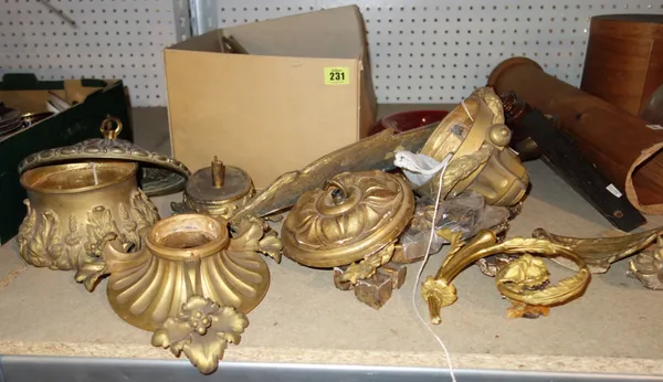 Restoration interest; a large quantity of 19th century and later chandelier and gilt wood pieces and fragments, (qty).  S1M