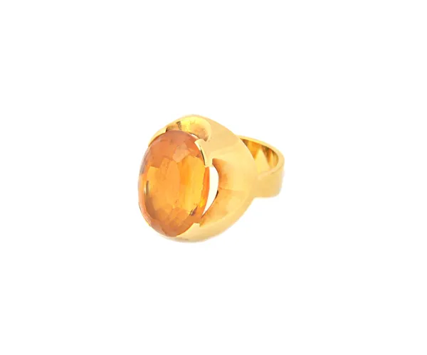 A Georg Jensen 18ct gold and citrine single stone ring, of oval form, claw set with an oval cut citrine, detailed 750 18 K, Georg Jensen 812, import m