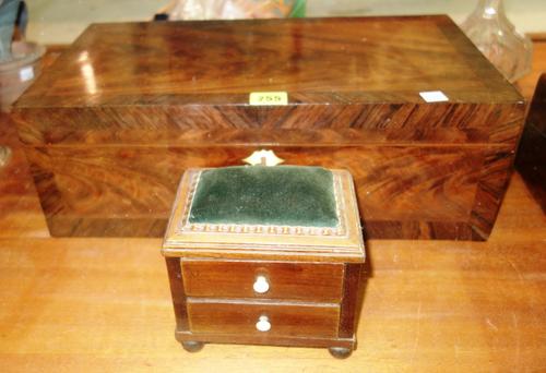 A 19th century mahogany writing slope and a Victorian table sewing box, (2).   CAB