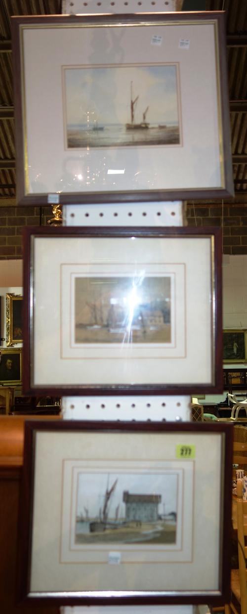 A group of three small watercolours of coastal scenes, one signed Alan Whitehead.(3)   G6