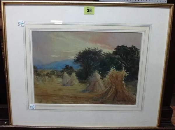 Theresa Sylvester Stannard (1898-1947), Harvest field, watercolour, signed, 23.5cm x 33.5cm.  I1