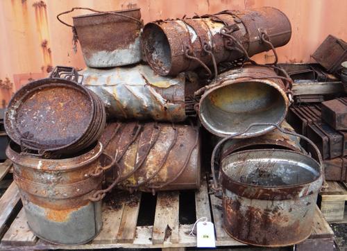 A large quantity of early 20th century metal food pots.