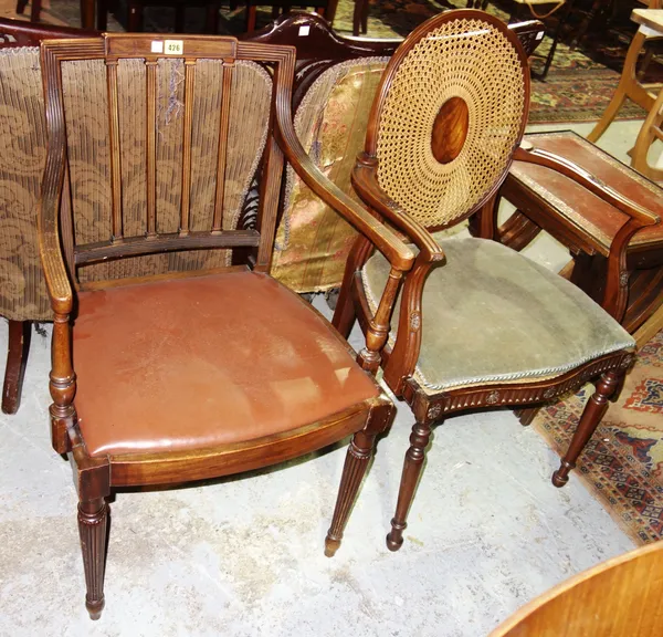 A Regency style stick back open armchair and a mahogany oval back open armchair, (2)   H4