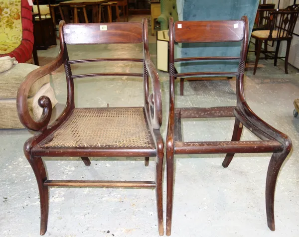 A set of four Regency style mahogany bar back dining chairs, (4).  A10