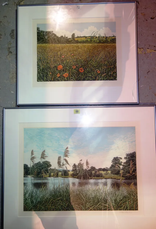 Graham Everden, Church Bells; Reedbank, two colour etchings, both signed, inscribed and numbered, the largest 40cm x 55cm.(2)  I1