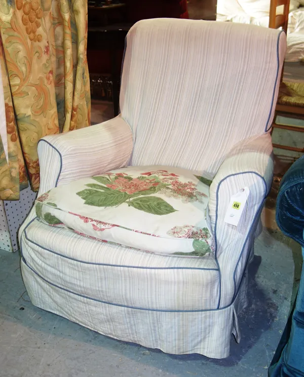 A Victorian mahogany framed easy armchair.   D5