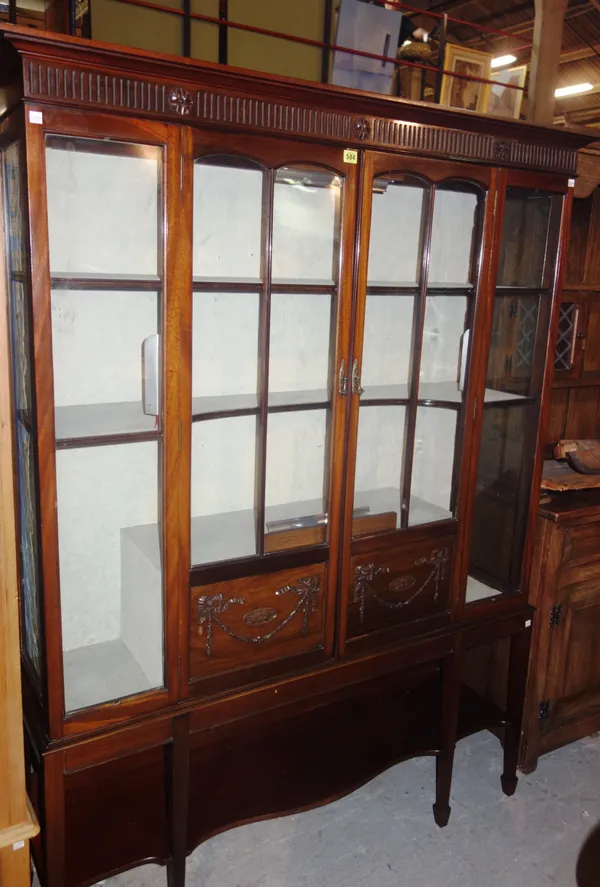 A 19th century mahogany display cabinet, 135cm wide x 180cm high.  M9