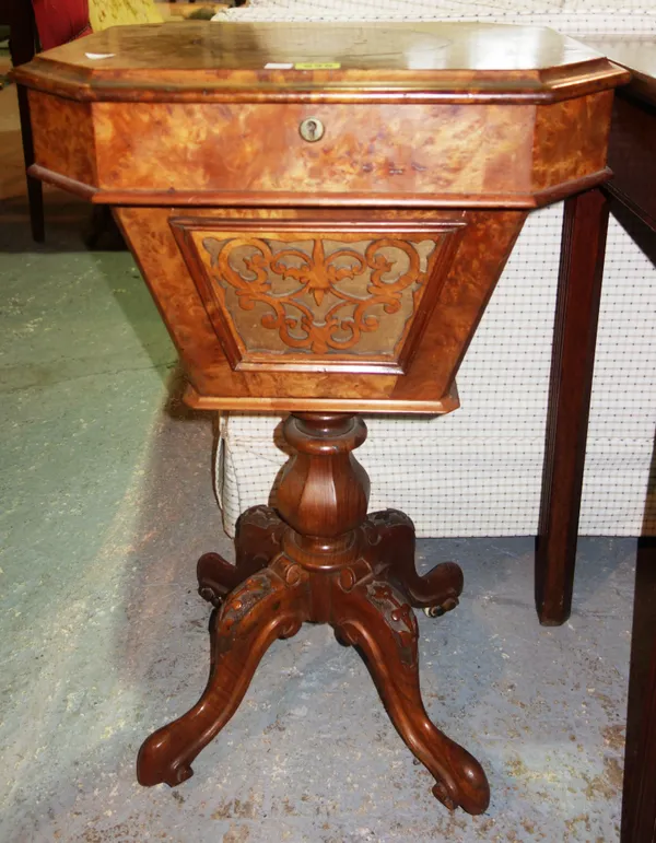 A Victorian walnut work table.  F7
