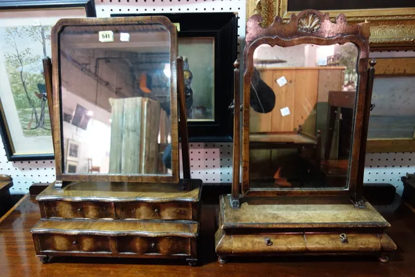 An 18th century walnut swing frame toilet mirror and another similar, (2).   E10