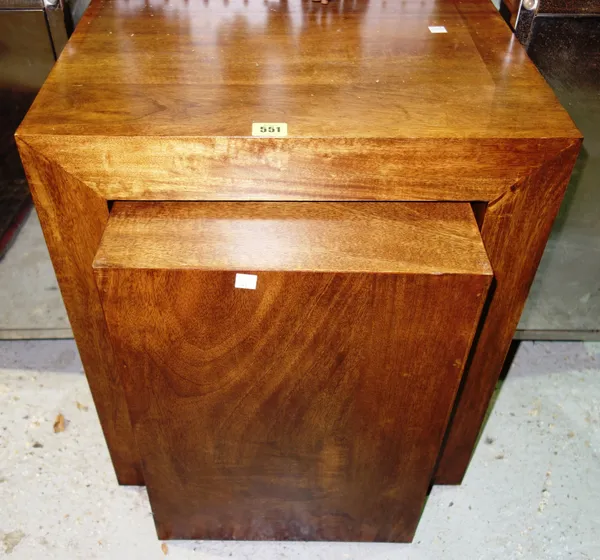 A 20th century hardwood side table with an integral stool, 51cm wide x 58cm high.  K5