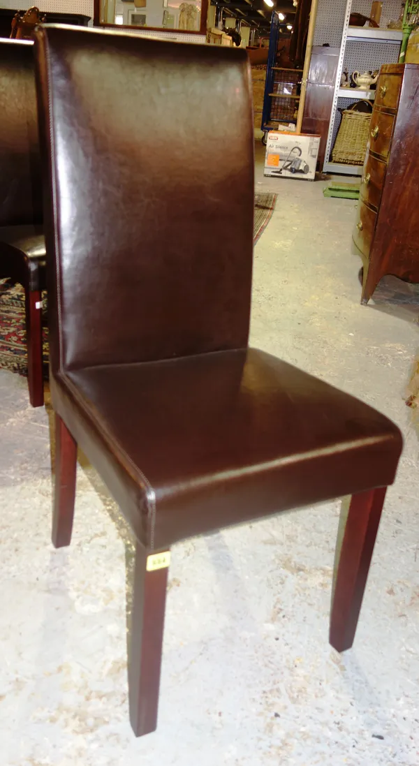 A set of eight 20th century high back leather dining chairs, (8).  I5