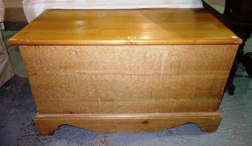 A 20th century pine lift top trunk, 89cm wide x 51cm high.   D8