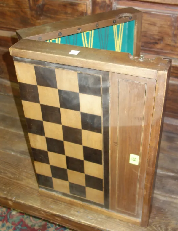 An early 20th century stained chess board box.   E3