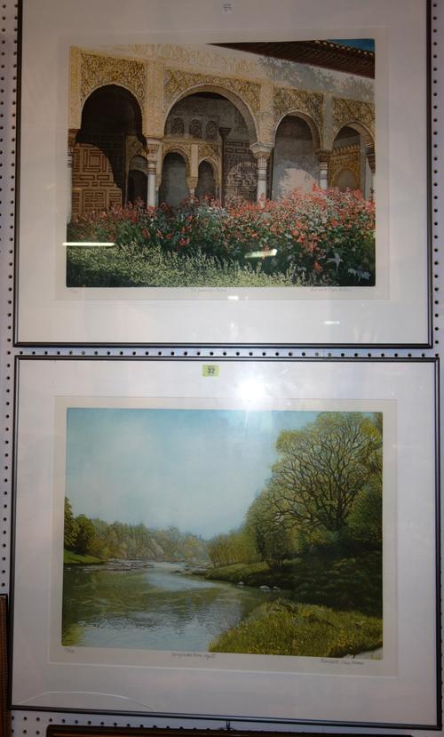 J. Browne (20th century), Robin Hoods Bay, two colour aquatints, both signed, inscribed and numbered, each 26cm x 34.5cm.(2) H1