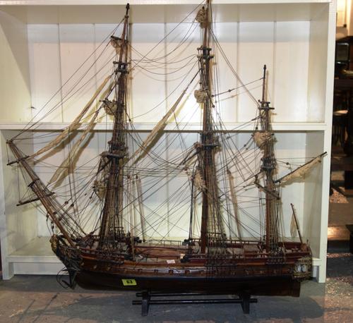 An early 20th century scratch built model of a war ship.   H6