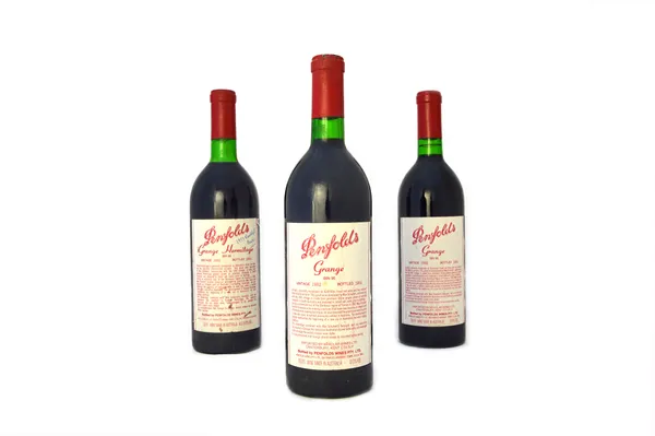 Three bottles of 1982 vintage Penfolds Grange Bin 95 red wine, (3).  Illustrated