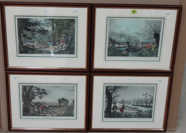 After Henry Alken, Shooting, a set of four restrike prints with hand colouring, each 25.5cm x 33cm, (4).    M1