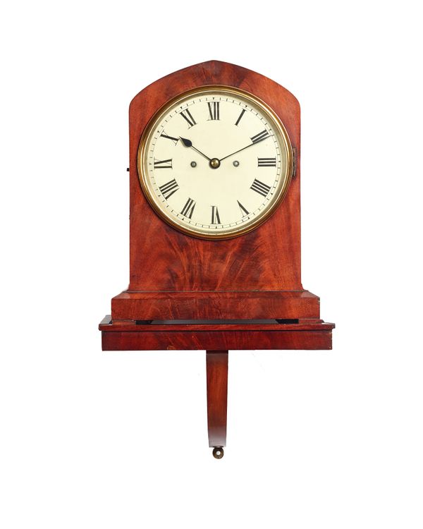 A late 19th century walnut bracket clock, with two train movement, engraved 'Richard Leach, Great Tower Street, London', 37.5cm high, (bracket and pen