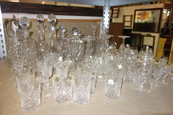 Glassware, including; 20th century decanters, drinking glasses and sundry, (qty).  S3T