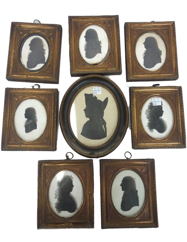 Early 19th century school - a set of seven portrait silhouettes on plaster, probably Scottish and attributable to John Smith of Edinburgh, with four m