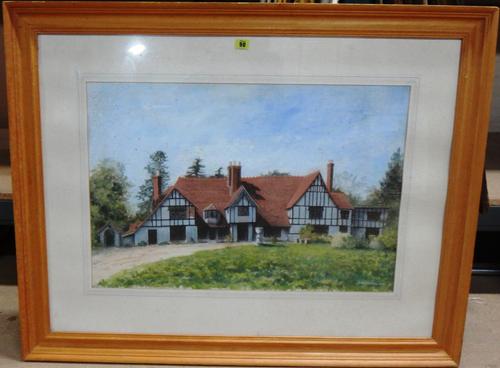 John Hutchins (20th century), View of a country house, oil on canvas laid down, signed and dated 1985, 49cm x 73cm.    G1