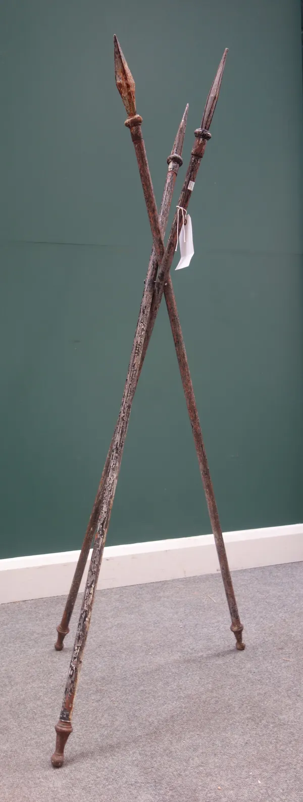An unusual French cast iron trailer hitch cast as a rabbit and detailed 'Denico Julien Du Sault', 43cm long, a cast iron adjustable shoe horn with woo