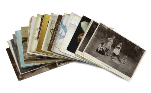 POSTCARDS - Sentimental, Greetings & a few Theatrical; approx. 130; sold with a few letters & receipts.