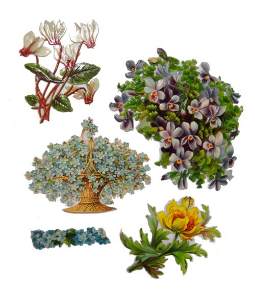 SUNLIGHT SOAP - Die-Cut Advertising Figures & other subjects; 13 figures & approx. 280 of flowers, butterflies, birds etc.