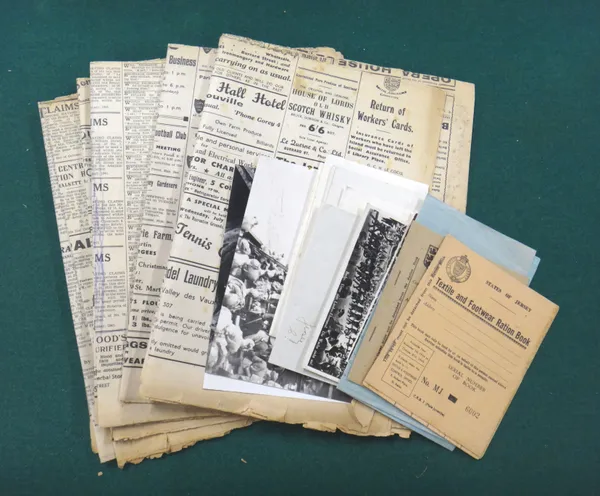 WORLD WAR 2 - various documentation; 7 fully used scrapbooks (1940-45) mostly press cuttings; Material of Occupied Jersey interest, newspapers & some