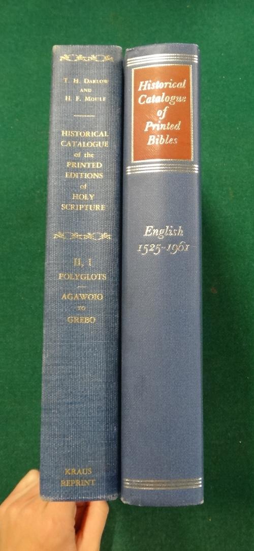 DARLOW (T.H.) & MOULE (H.F.)  Historical Catalogue of the Printed Editions of Holy Scripture  . . .  original edition reprinted, 2 vols (in 4). gilt-l