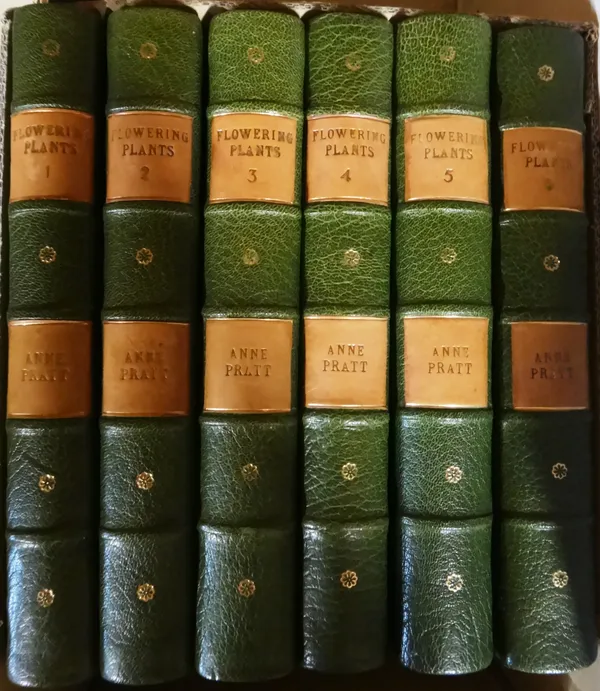 PRATT (A.)  The Flowering Plants, Grasses, Sedges, and Ferns of Great Britain  . . .  6 vols. many coloured plates, rebound green half morocco & cloth